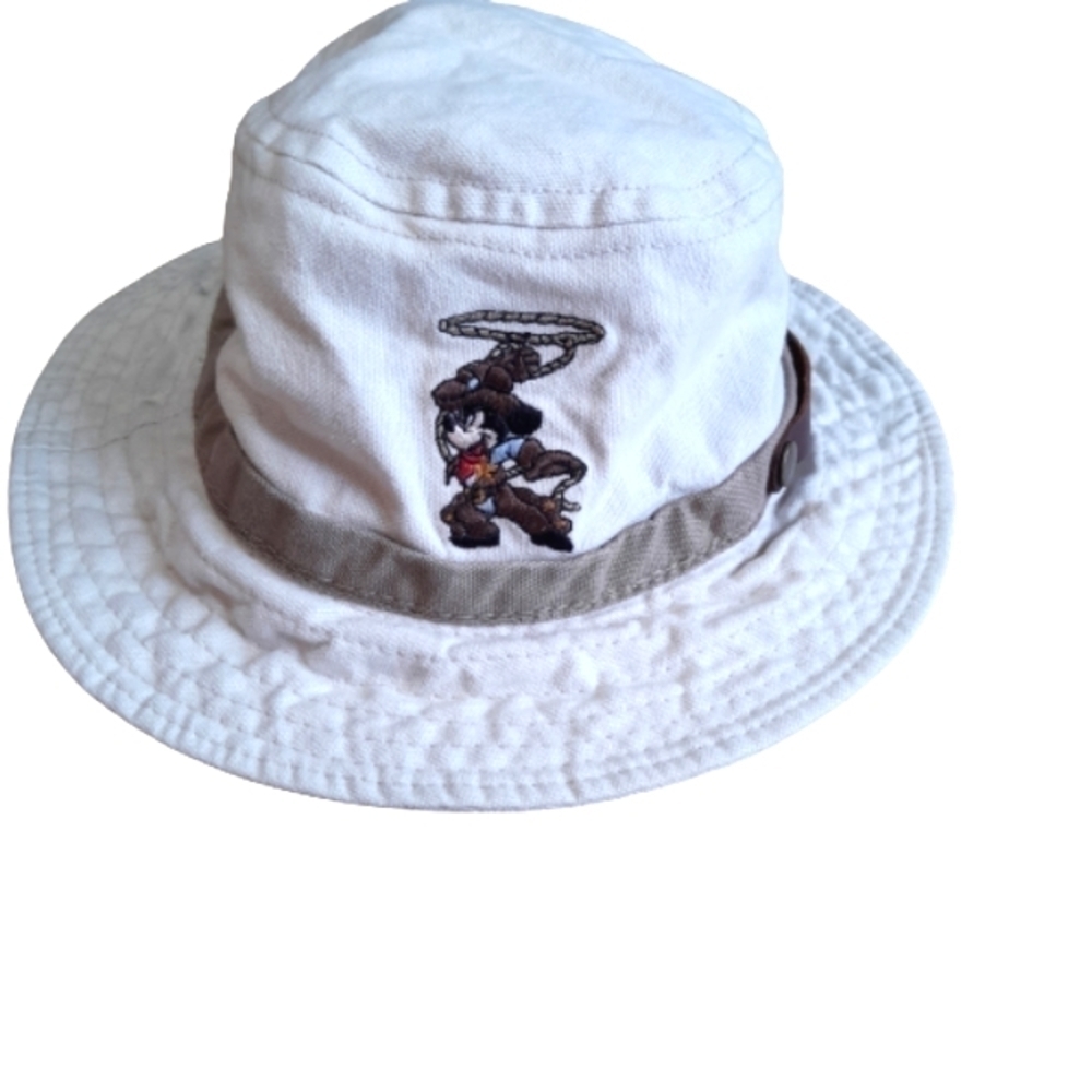 Vintage Disneyland Bucket Hat Mickey Embroidered Cowboy Retro Walt Disney khaki